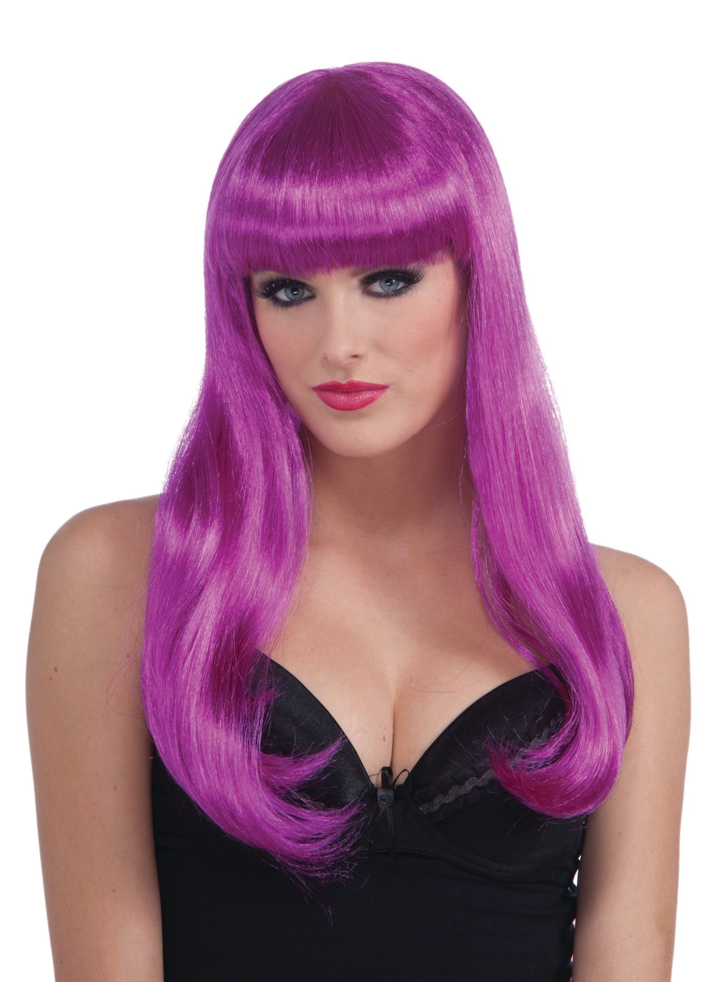 Adult Sassy Long Wig: Neon Purple
