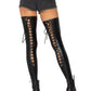 Footless Lace-Up Thigh Highs: Black