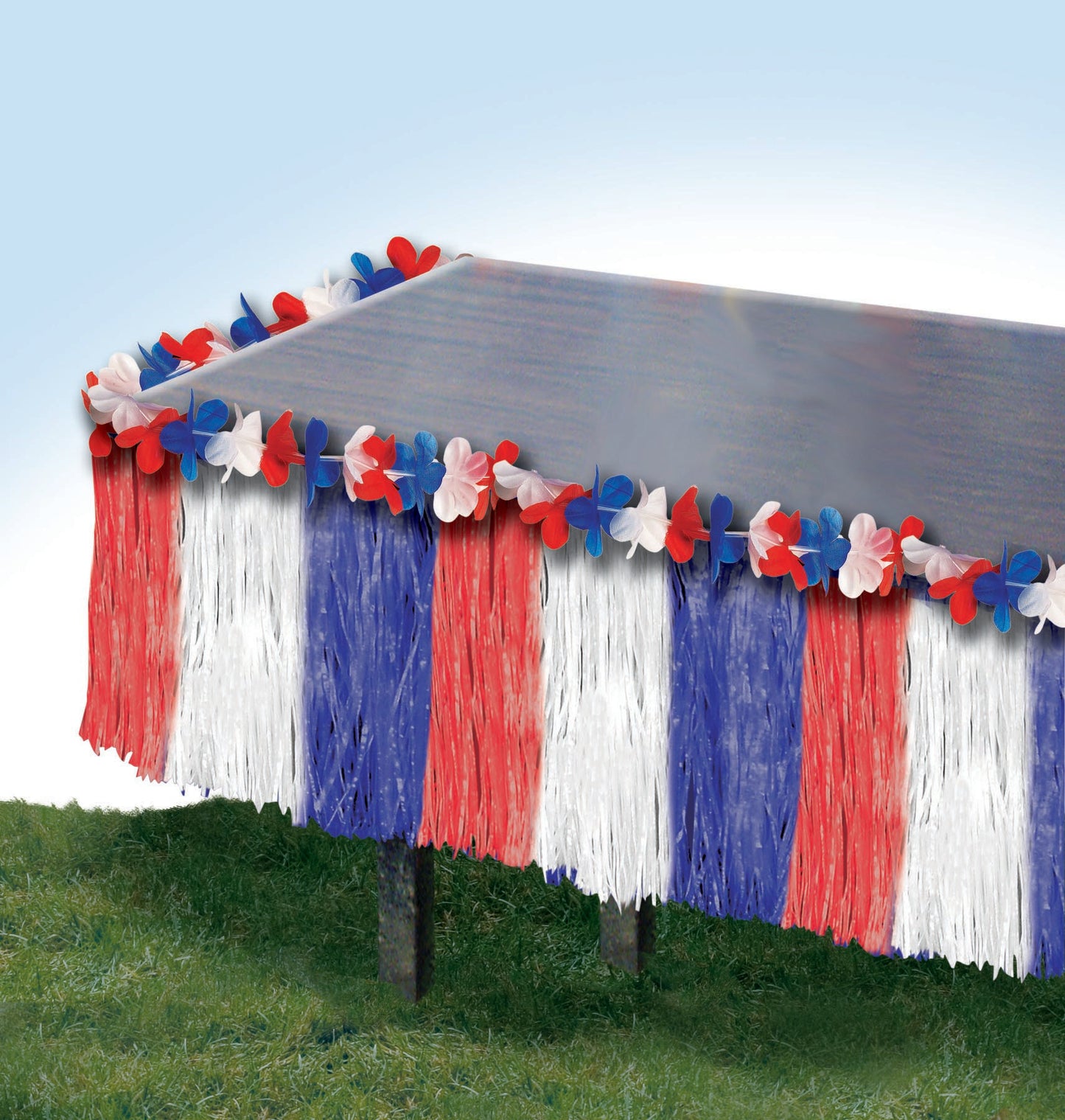Patriotic Table Skirt: Red/White/Blue