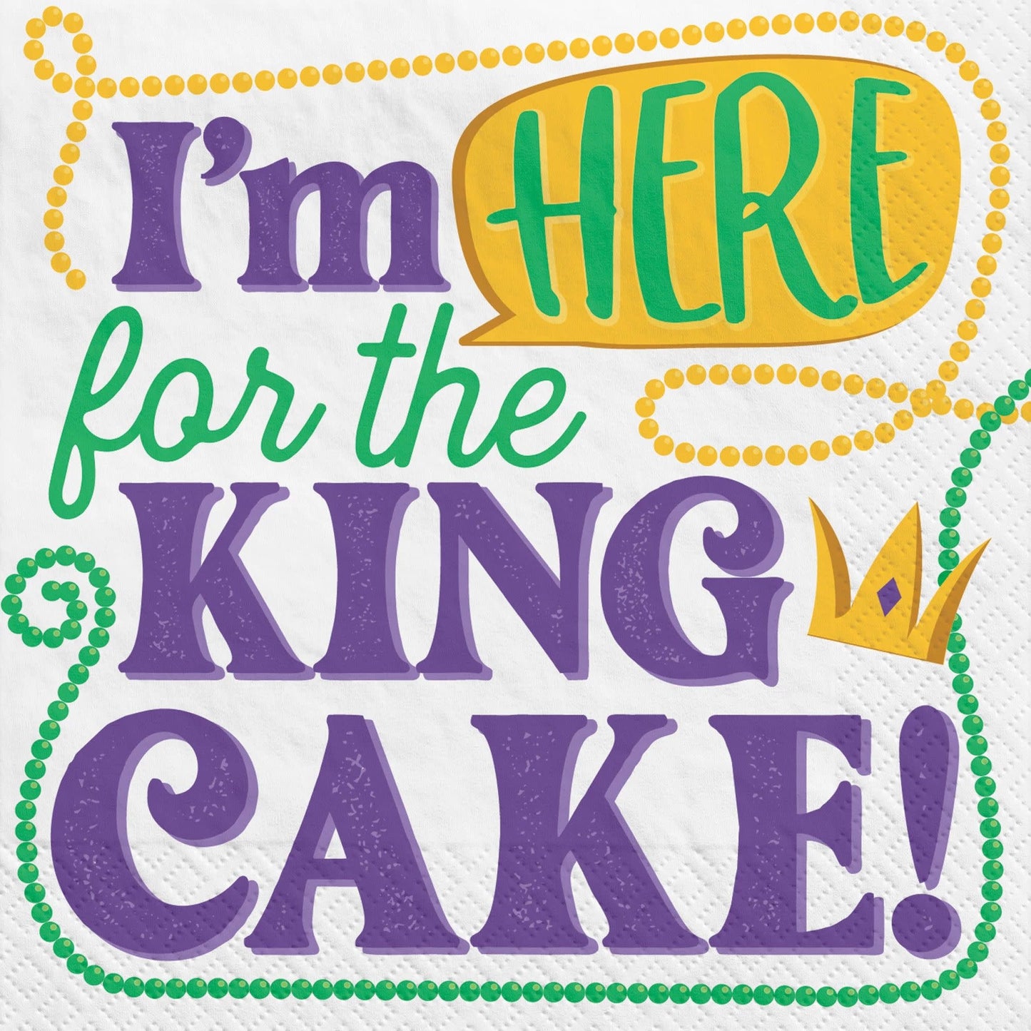 Mardi Gras Beverage Napkins: King Cake (40pk.)