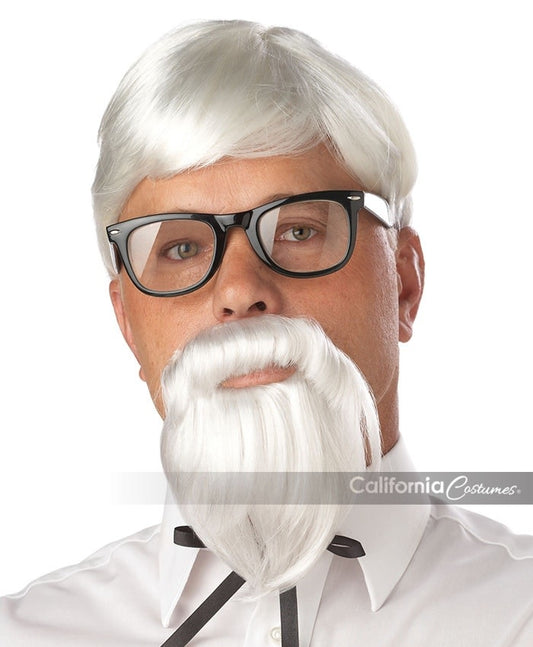 The Colonel: Wig, Beard, & Mustache - White