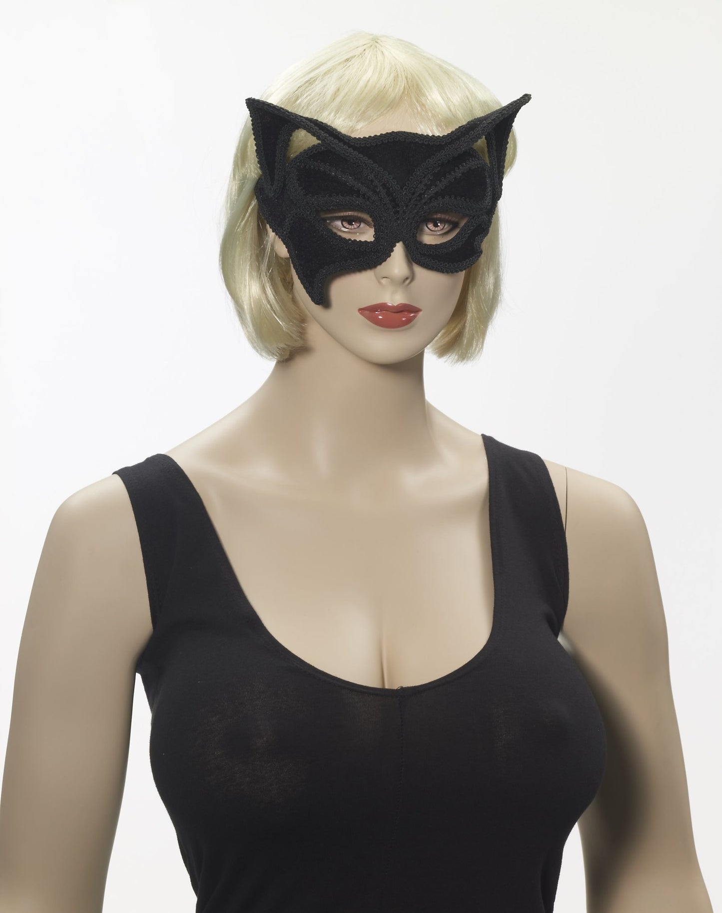 Black Cat Half Mask w/ Eyeglasses Arms: Black