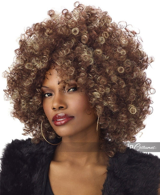 Fine Foxy Fro Wig: Brown/Blonde