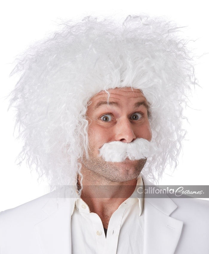 E=MC2 Wig & Mustache: White