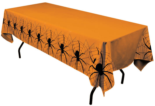 Rectangle Table Cover: Halloween - Orange with Spiders (54"x102")