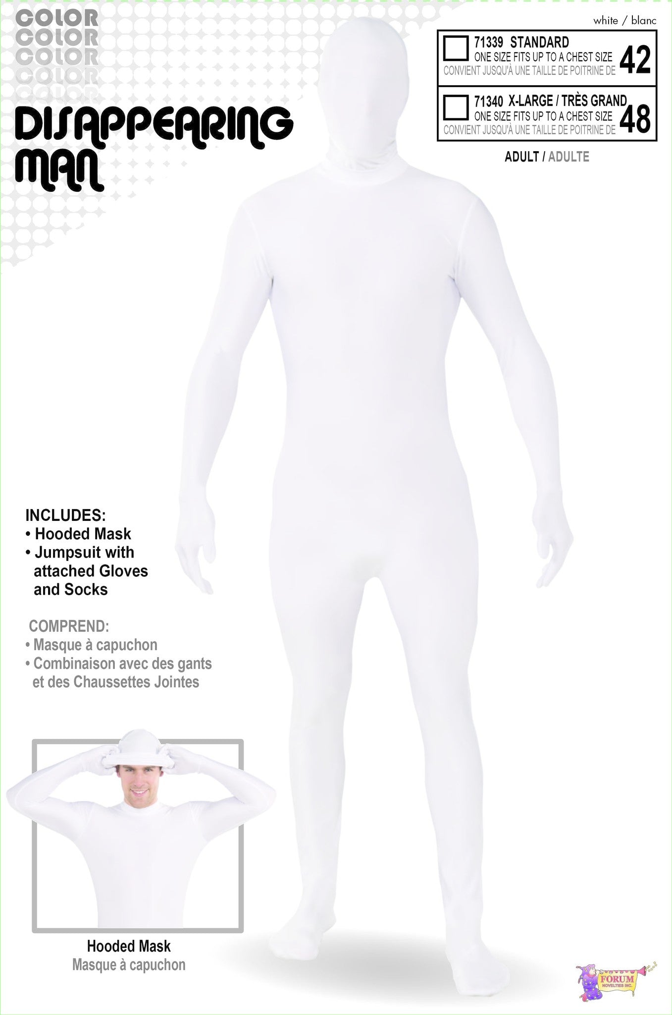Adult White Disappearing Man Bodysuit