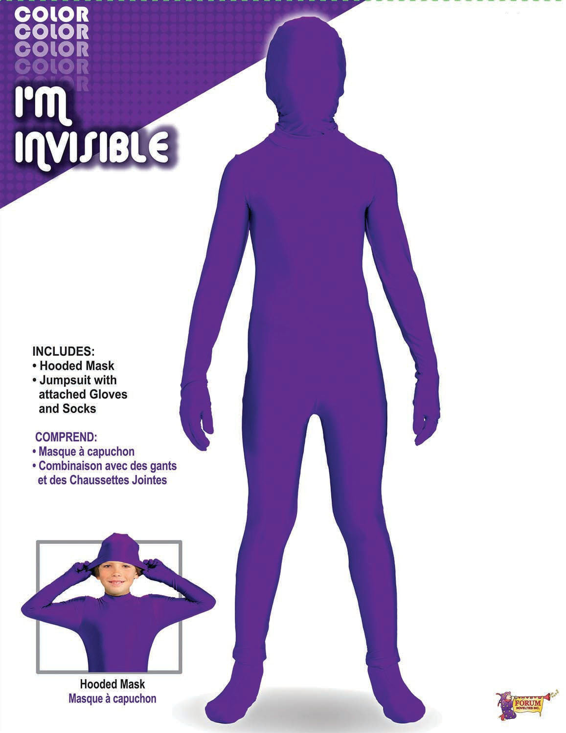 Kid's I’m Invisible: Neon Purple Bodysuit