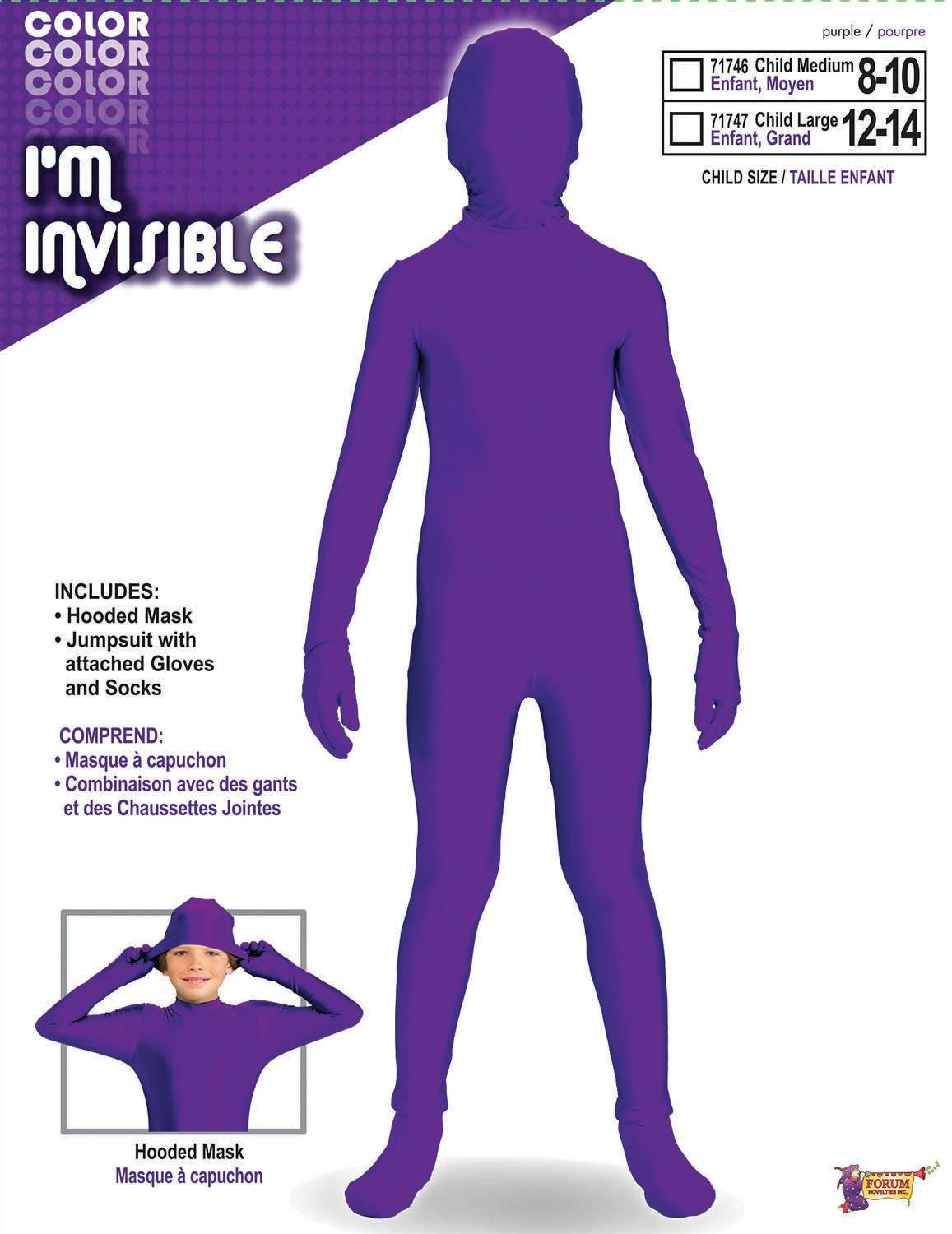 Kid's I’m Invisible: Purple Bodysuit