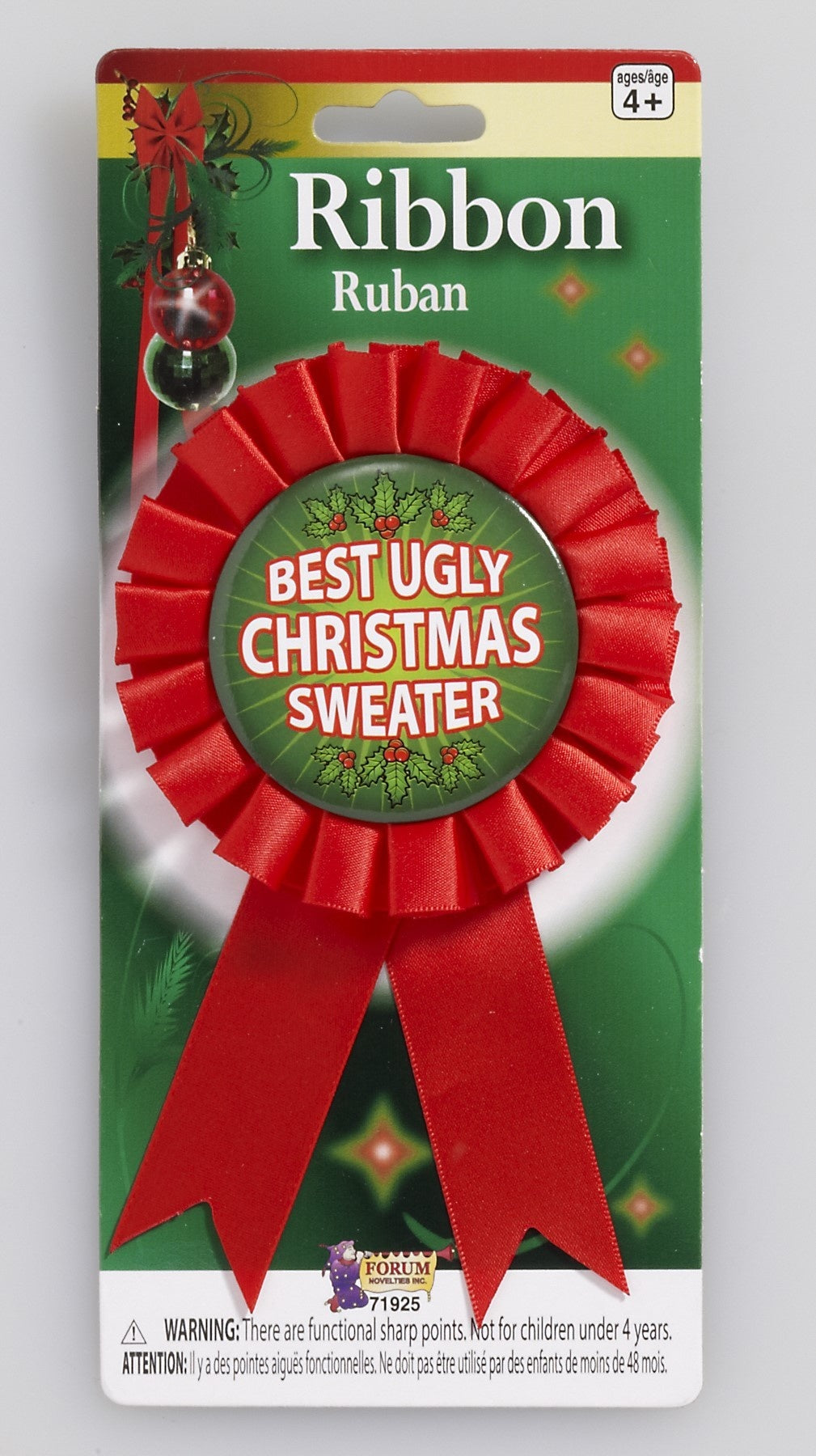 Award Ribbon: Ugliest Christmas Sweater
