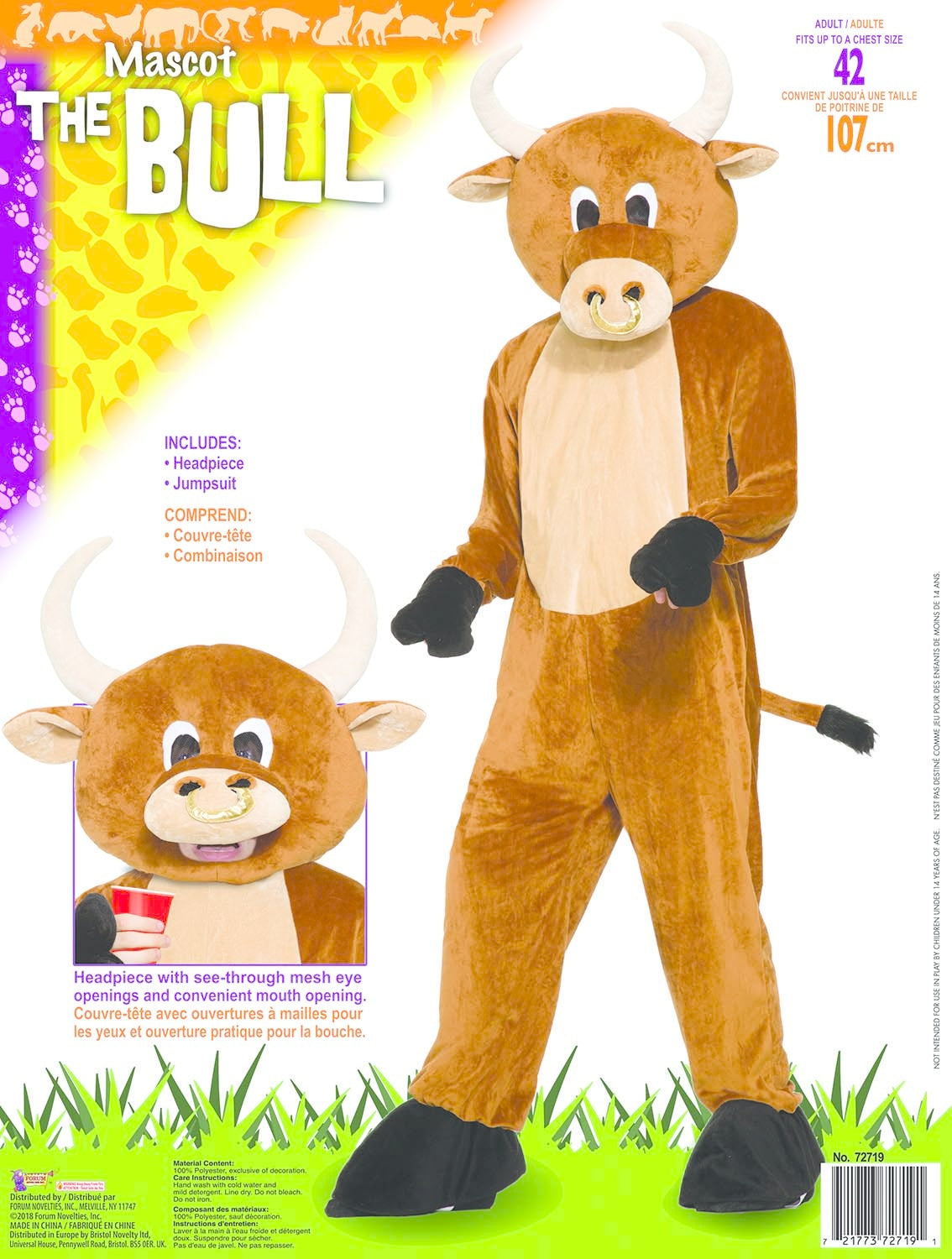 Adult Mascot: Brutus the Bull - Standard