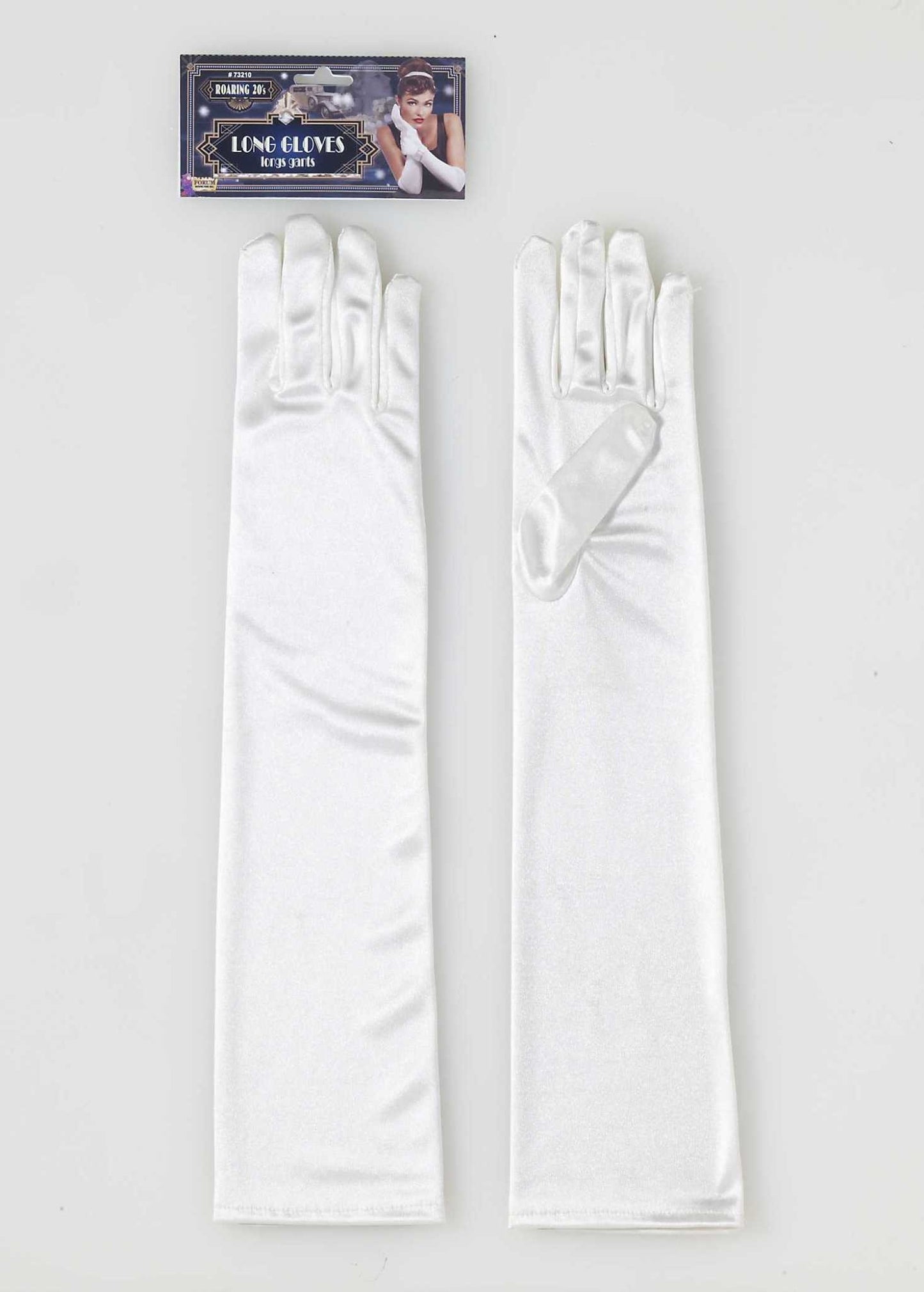 Roaring 20’s Long Satin Gloves: White Beige