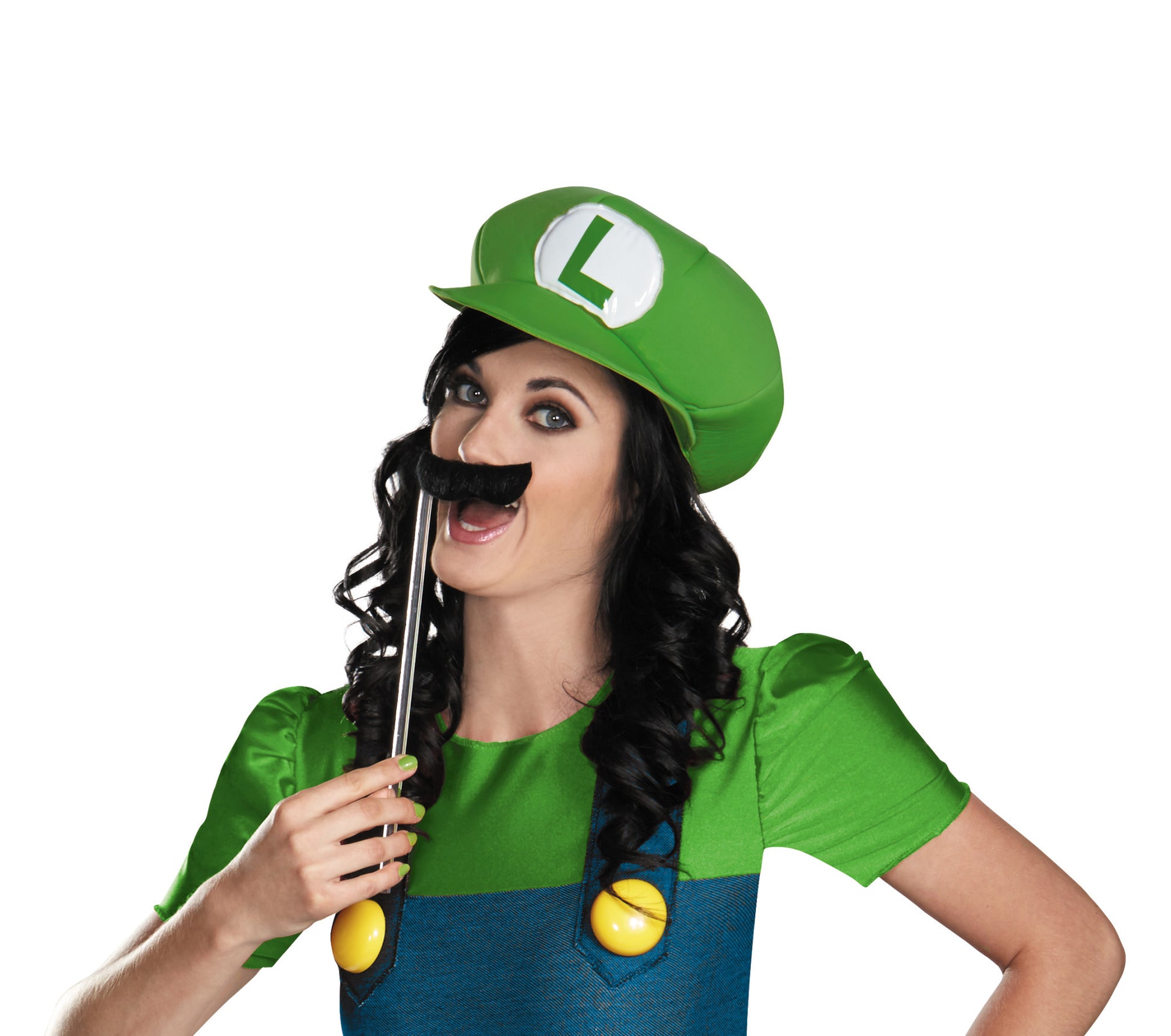Ladies Super Mario Luigi Costume Donna Halloween Fancy Dress