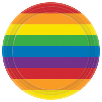 9” Round Plates - Rainbow 8ct