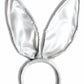 White satin bunny ears with a headband.