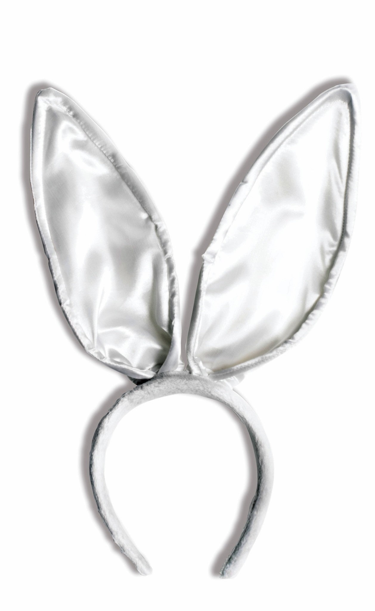 White satin bunny ears with a headband.