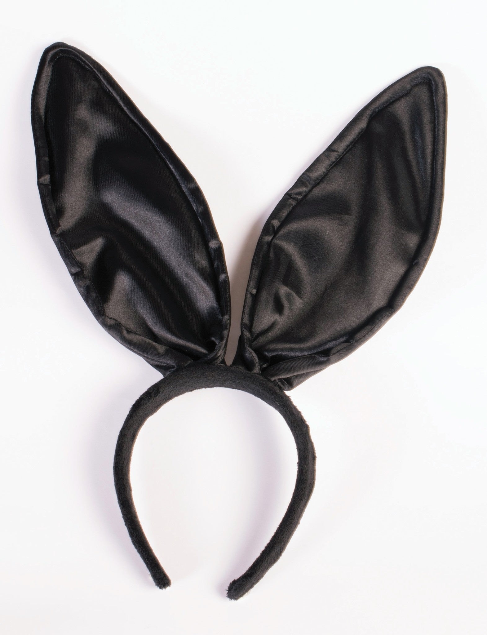 Black satin bunny ears with a headband.