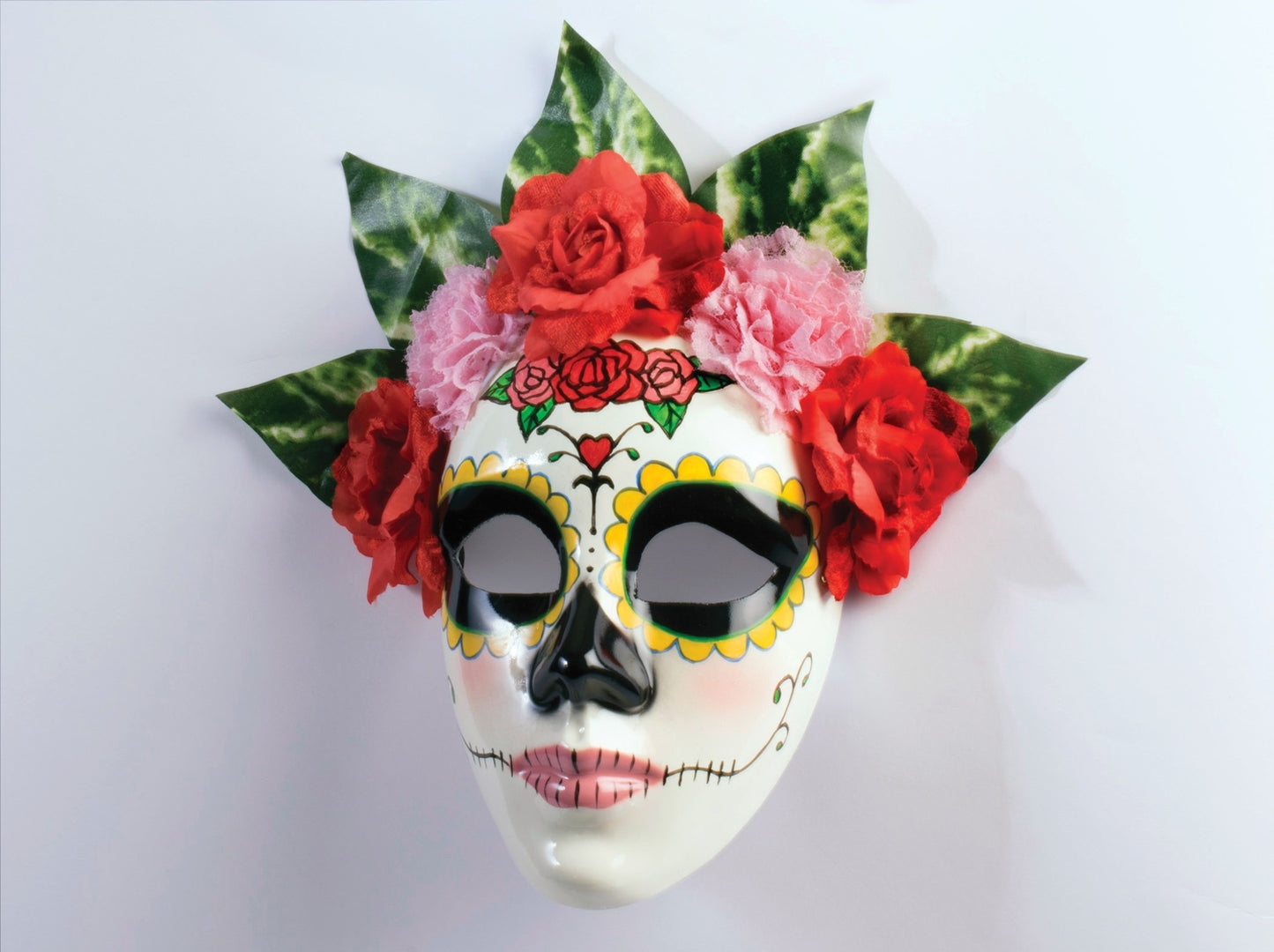 Day of the Dead Senorita Mask w/ Flowers