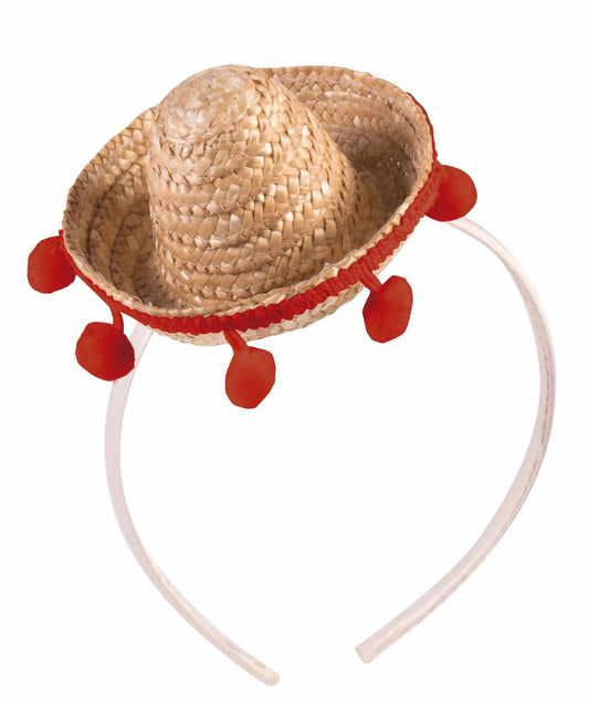 Mini Straw Sombrero Headband