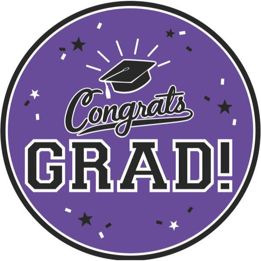 9” Round Graduation Plates: Purple (18ct.)