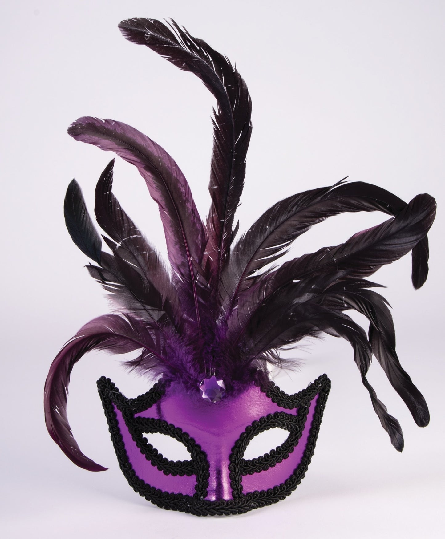Purple Half Mask with Feathers