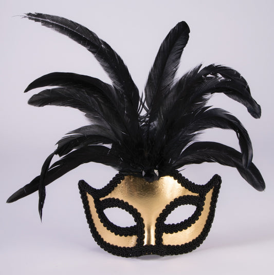 Mardi Gras Half Mask w/ Feathers