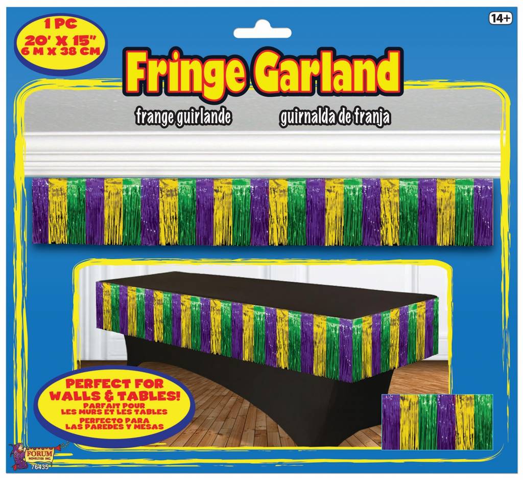 Purple, Green, and Gold Fringe Table Garland