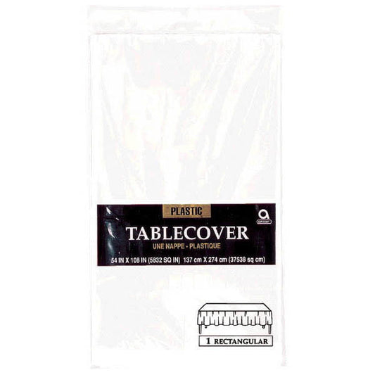 Plastic Table Cover: Rectangle - White