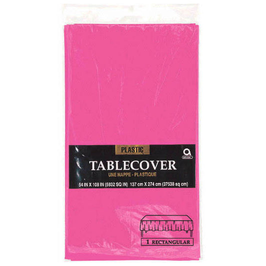 Plastic Table Cover: Rectangle - Bright Pink