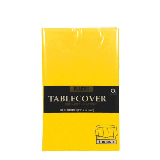 Plastic Table Cover: Round - Yellow