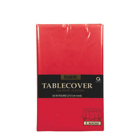 Plastic Table Cover: Round - Red