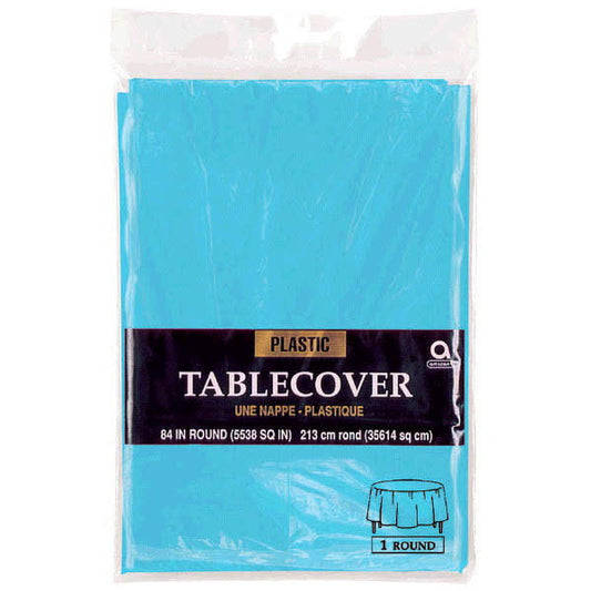 Plastic Table Cover: Round - Caribbean Blue