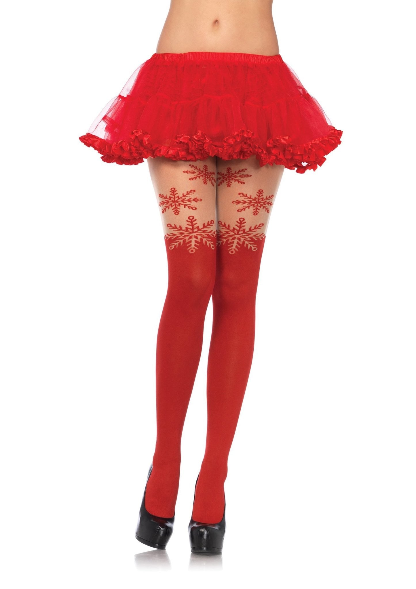 Snowflake Tights - Red