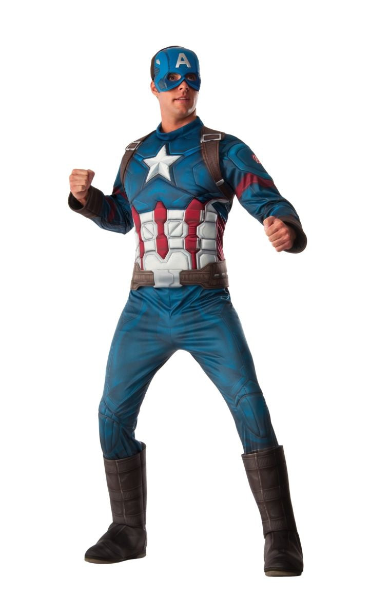 Men's Deluxe Captain America Costume with Muscle Chest