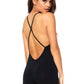 Spandex Romper w/ Cross Strap: Black
