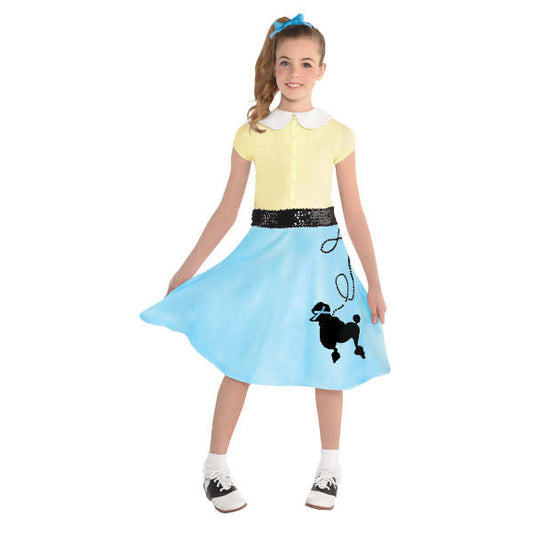 Girl's 50's Poodle Skirt: Baby Blue - O/S