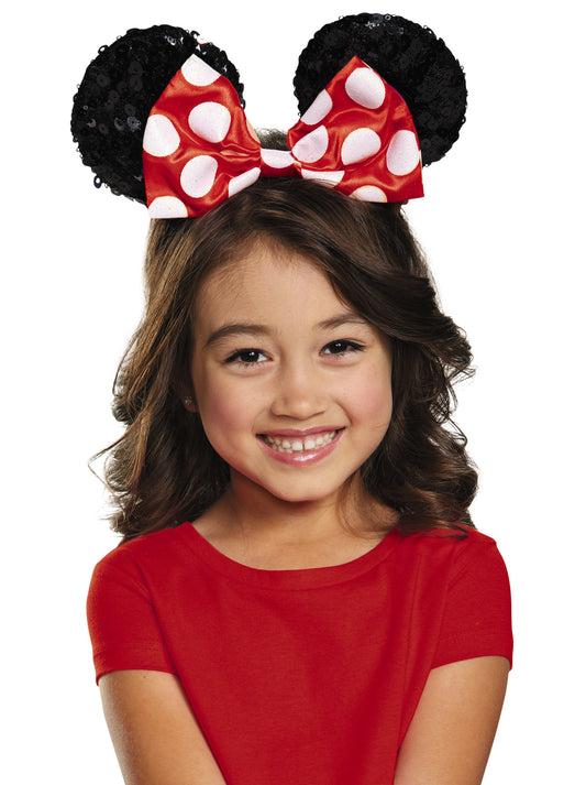 Minnie Mouse Sequin Ears Headband w/ Red Bow