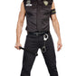 A man wearing a dirty cop costume.