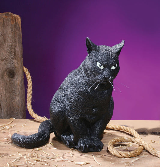 13" Realistic Scary Black Cat