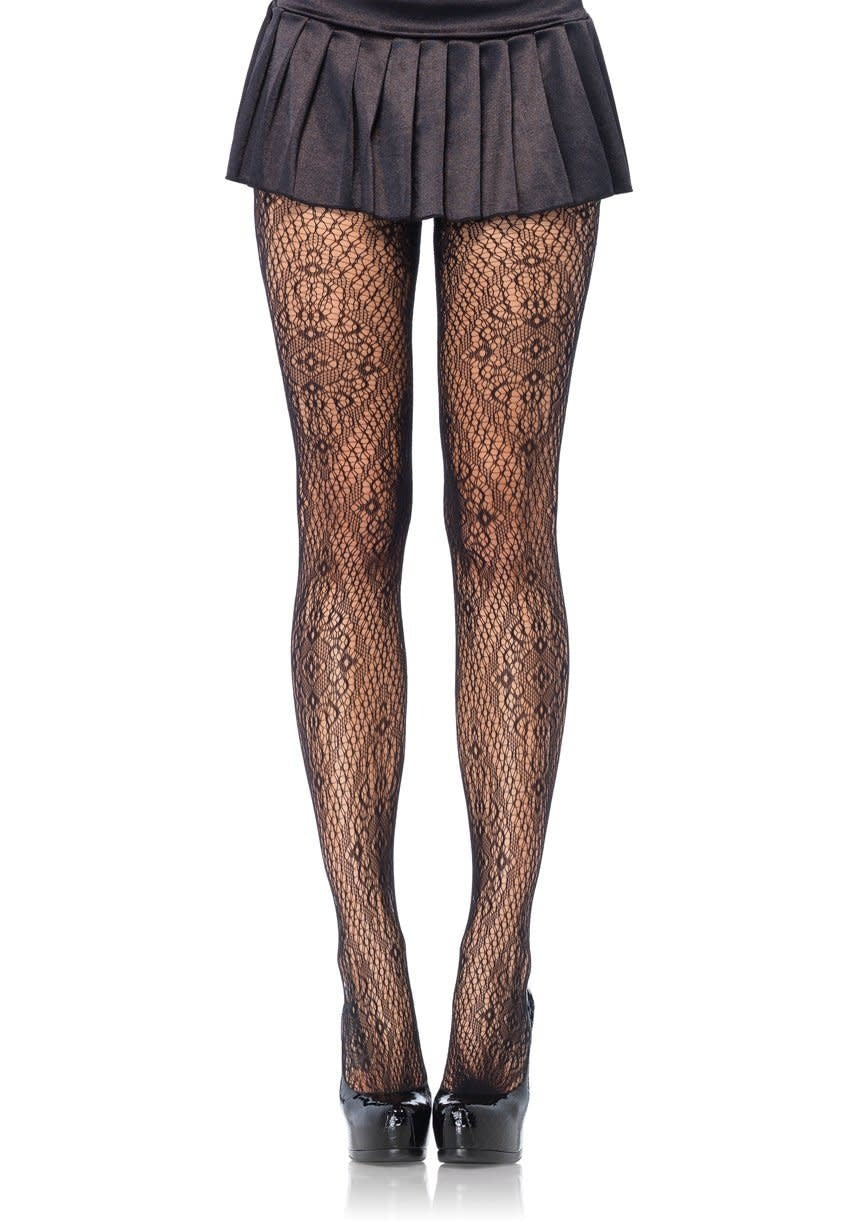 Florentine Lace Pantyhose - Black