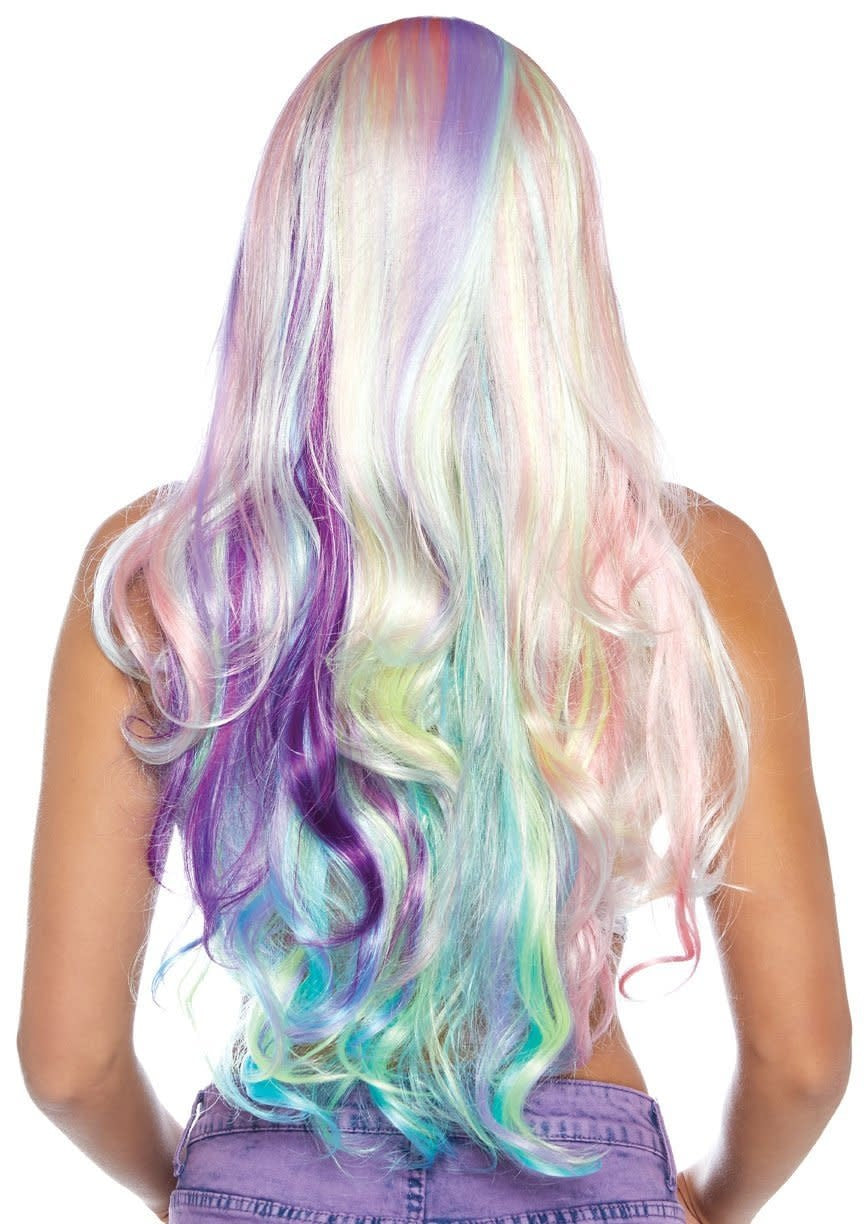 Pastel Rainbow Long Wavy Wig - Multicolor