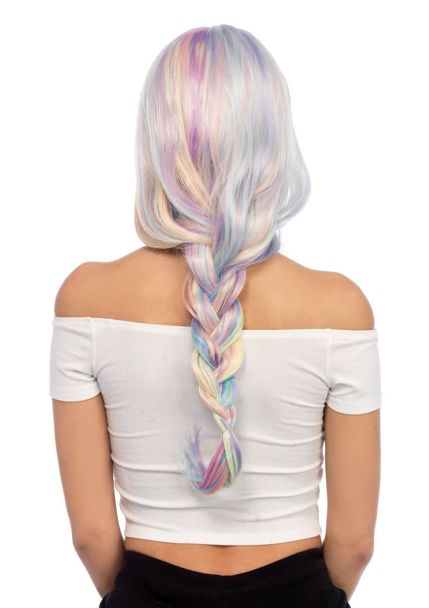 Pastel Rainbow Long Wavy Wig - Multicolor