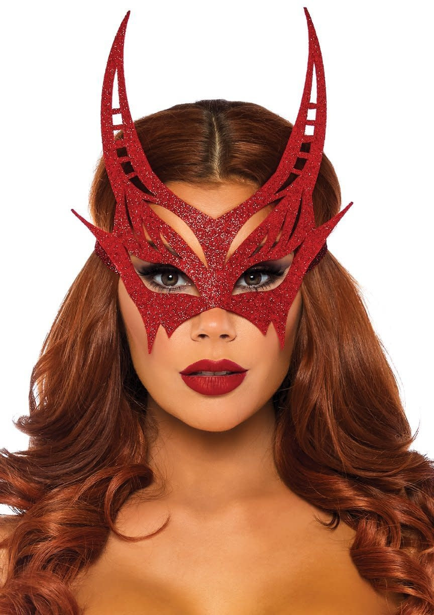 Glitter Devil Masquerade Mask: Red