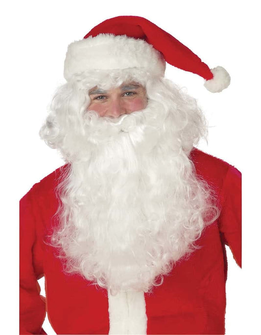 Santa Claus Beard & Wig: White