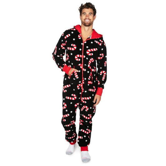 Adult Christmas Onesie Pajamas: Candy Cane Lane