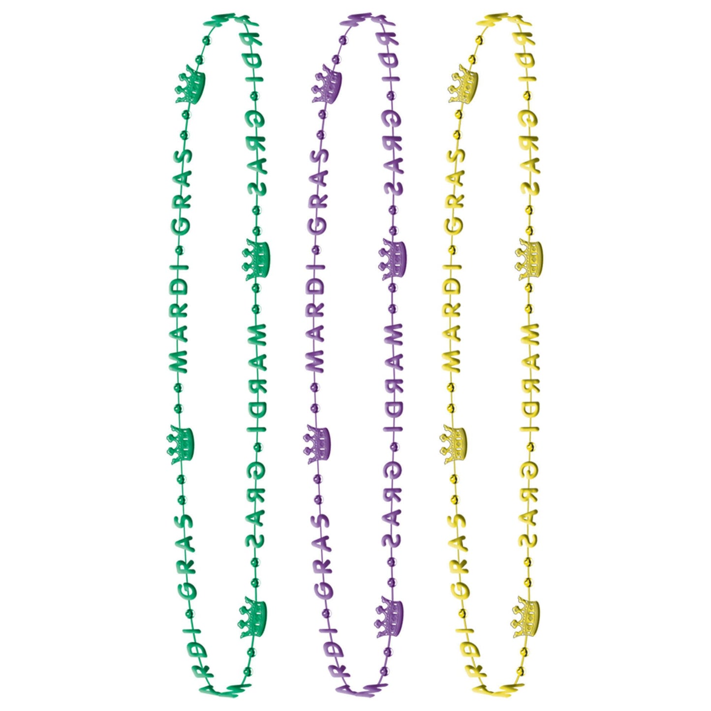 32" Mardi Gras Crown Bead Necklaces Set (6pk.)