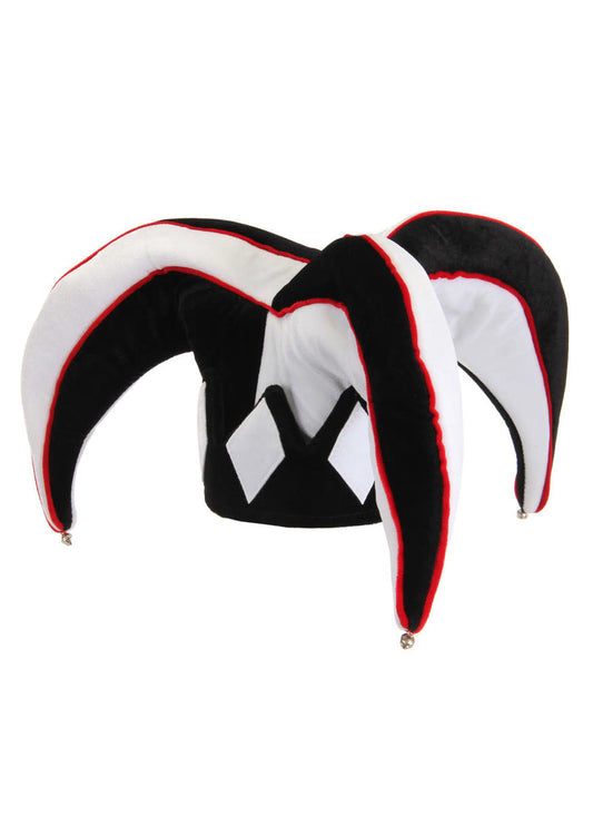 Court Jester Plush Hat: Black & White