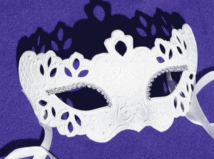 Bridal Mask w/ Rhinestones: White