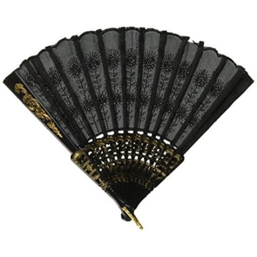 Chinese Lace Fan wtih Gold Trim
