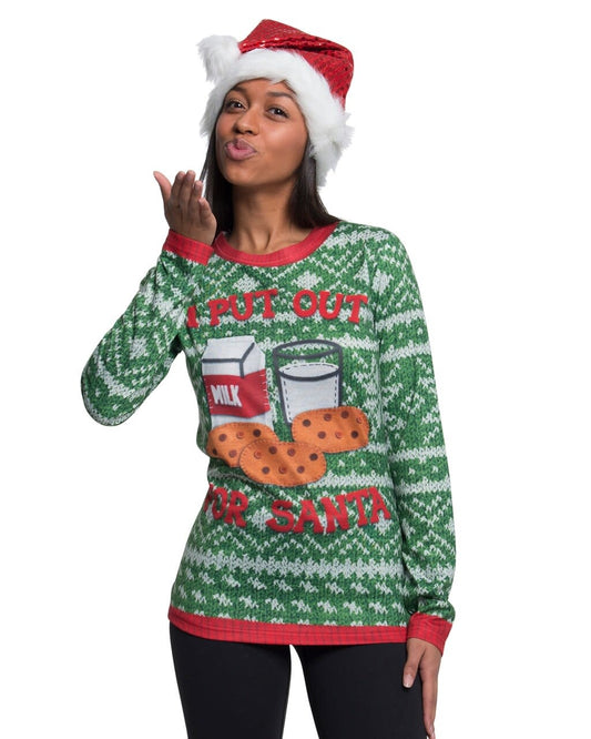 Ladies Sweater Tee: Put Out For Santa