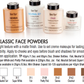A diagram of the different shades of classic face powders from Ben Nye.